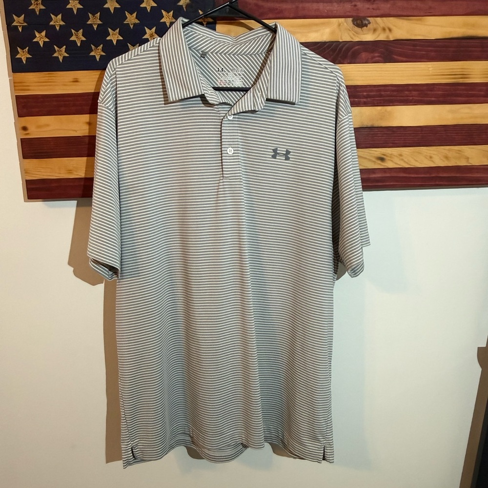 Under Armour Gray and White Striped Top